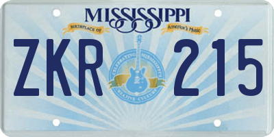 MS license plate ZKR215