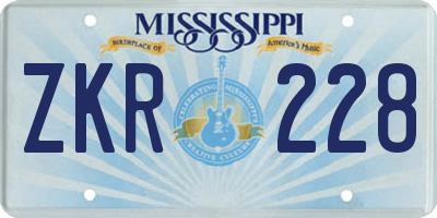 MS license plate ZKR228