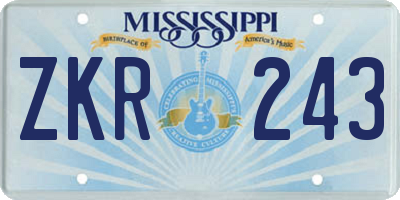 MS license plate ZKR243