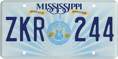 MS license plate ZKR244