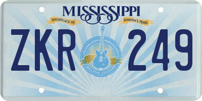 MS license plate ZKR249
