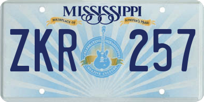 MS license plate ZKR257