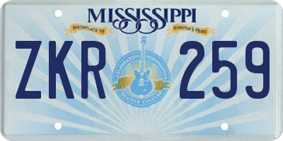 MS license plate ZKR259