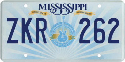 MS license plate ZKR262
