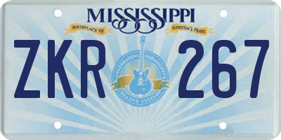MS license plate ZKR267
