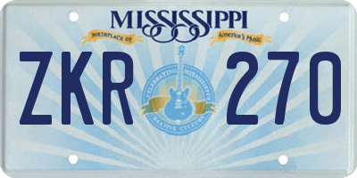 MS license plate ZKR270