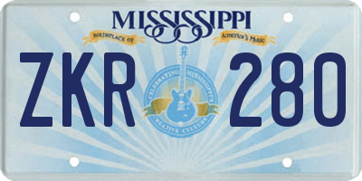 MS license plate ZKR280