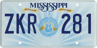 MS license plate ZKR281