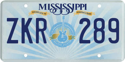 MS license plate ZKR289