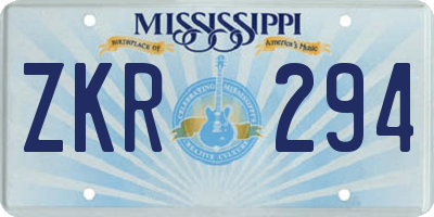 MS license plate ZKR294