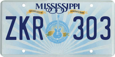 MS license plate ZKR303