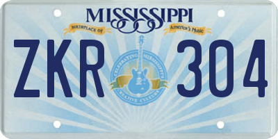 MS license plate ZKR304