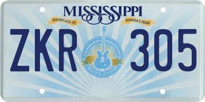 MS license plate ZKR305