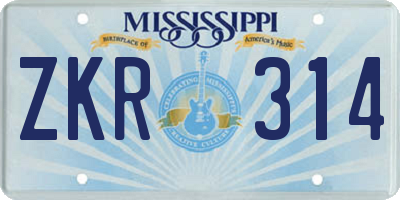 MS license plate ZKR314