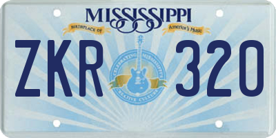 MS license plate ZKR320