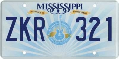 MS license plate ZKR321