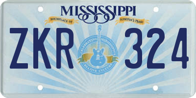 MS license plate ZKR324