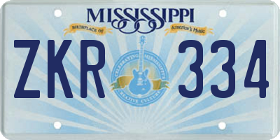 MS license plate ZKR334