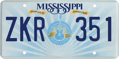 MS license plate ZKR351