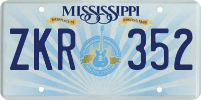 MS license plate ZKR352