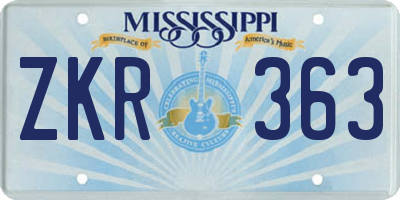MS license plate ZKR363