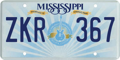MS license plate ZKR367