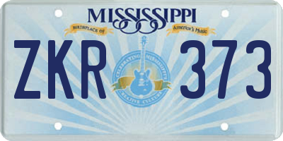 MS license plate ZKR373