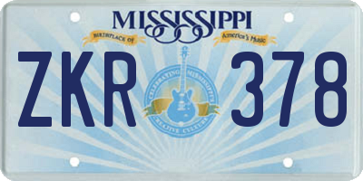 MS license plate ZKR378