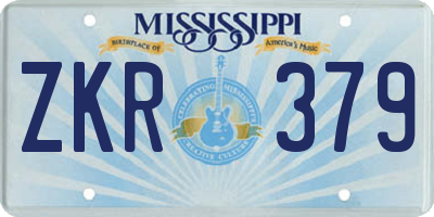 MS license plate ZKR379