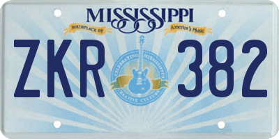 MS license plate ZKR382