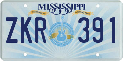MS license plate ZKR391