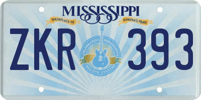 MS license plate ZKR393