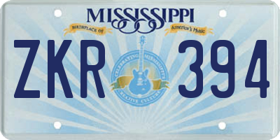 MS license plate ZKR394