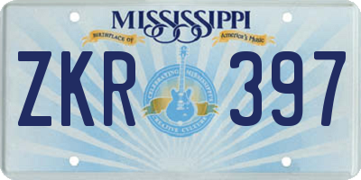 MS license plate ZKR397