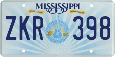 MS license plate ZKR398