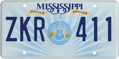 MS license plate ZKR411