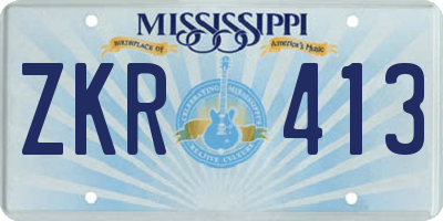 MS license plate ZKR413
