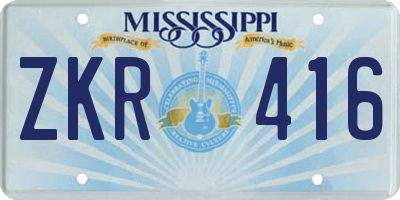 MS license plate ZKR416