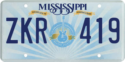 MS license plate ZKR419