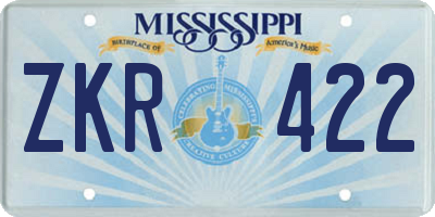 MS license plate ZKR422