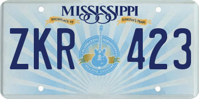 MS license plate ZKR423