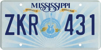 MS license plate ZKR431