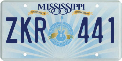 MS license plate ZKR441