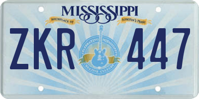 MS license plate ZKR447