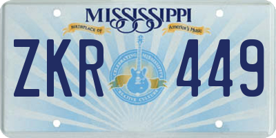MS license plate ZKR449