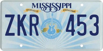 MS license plate ZKR453
