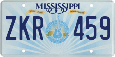 MS license plate ZKR459