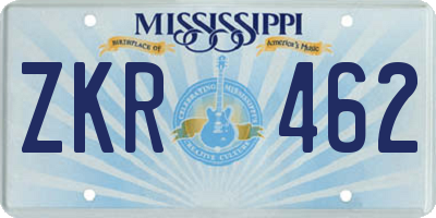 MS license plate ZKR462