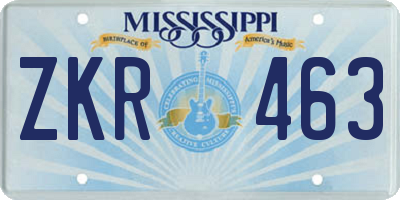 MS license plate ZKR463