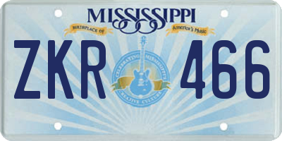 MS license plate ZKR466